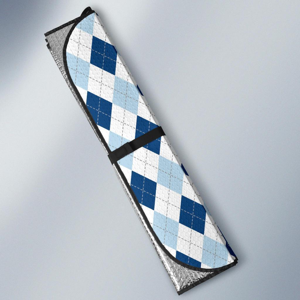 Argyle Blue Pattern Print Car Sun Shade-grizzshop