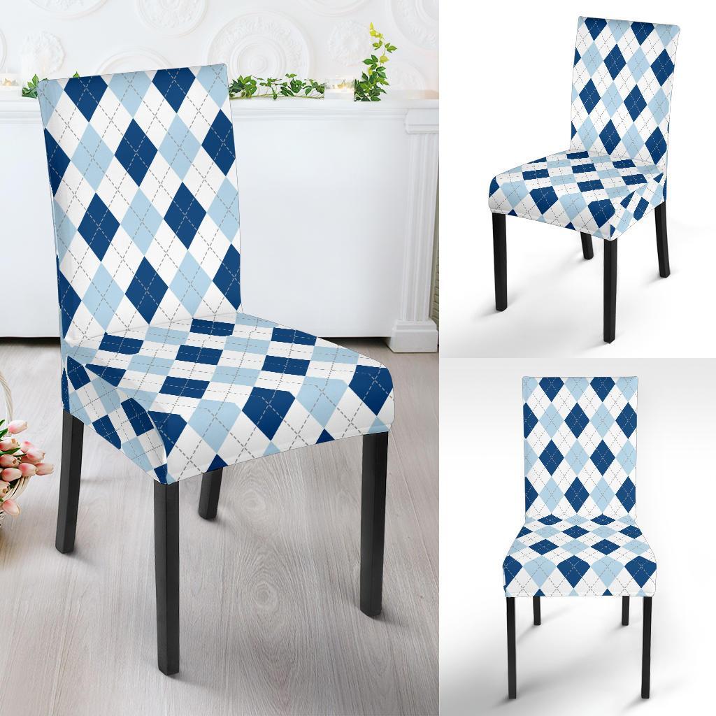 Argyle Blue Pattern Print Chair Cover-grizzshop