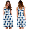 Argyle Blue Pattern Print Dress-grizzshop