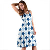 Argyle Blue Pattern Print Dress-grizzshop