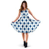 Argyle Blue Pattern Print Dress-grizzshop