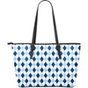 Argyle Blue Pattern Print Leather Tote Bag-grizzshop