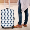 Argyle Blue Pattern Print Luggage Cover Protector-grizzshop