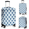 Argyle Blue Pattern Print Luggage Cover Protector-grizzshop