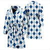 Argyle Blue Pattern Print Men Long Robe-grizzshop