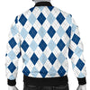 Argyle Blue Pattern Print Men's Bomber Jacket-grizzshop