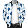 Argyle Blue Pattern Print Men's Bomber Jacket-grizzshop