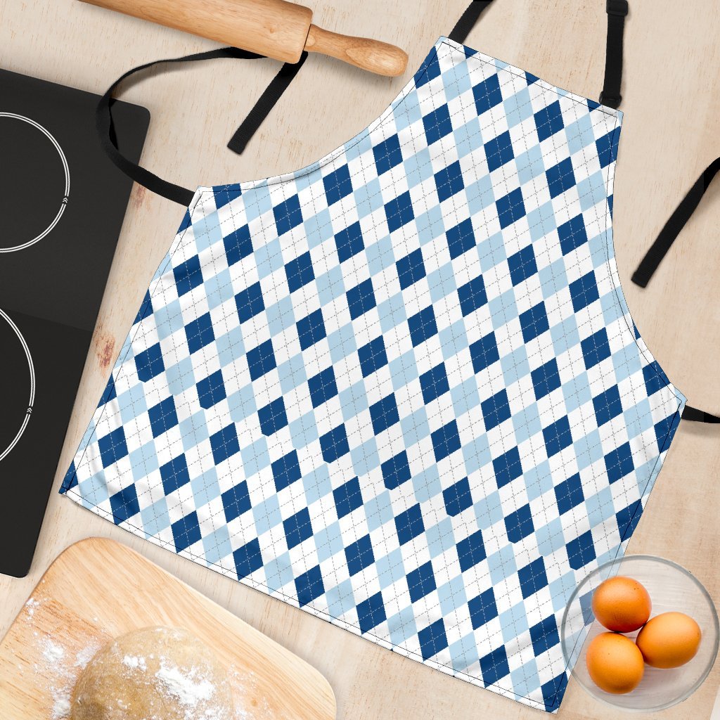 Argyle Blue Pattern Print Women's Apron-grizzshop