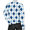 Argyle Blue Pattern Print Women's Sweatshirt-grizzshop