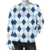 Argyle Blue Pattern Print Women's Sweatshirt-grizzshop