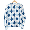 Argyle Blue Pattern Print Women's Sweatshirt-grizzshop