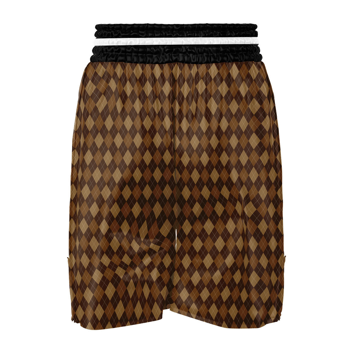 Argyle Brown Print Pattern Boxing Shorts-grizzshop