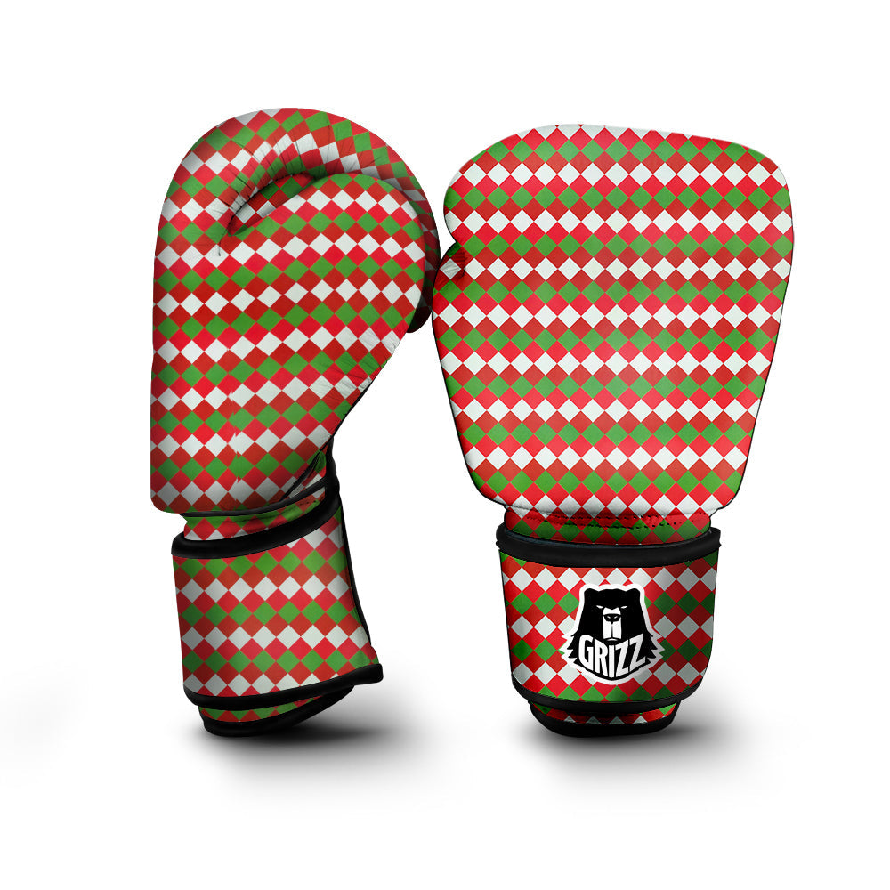 Argyle Christmas Themed Print Pattern Boxing Gloves-grizzshop