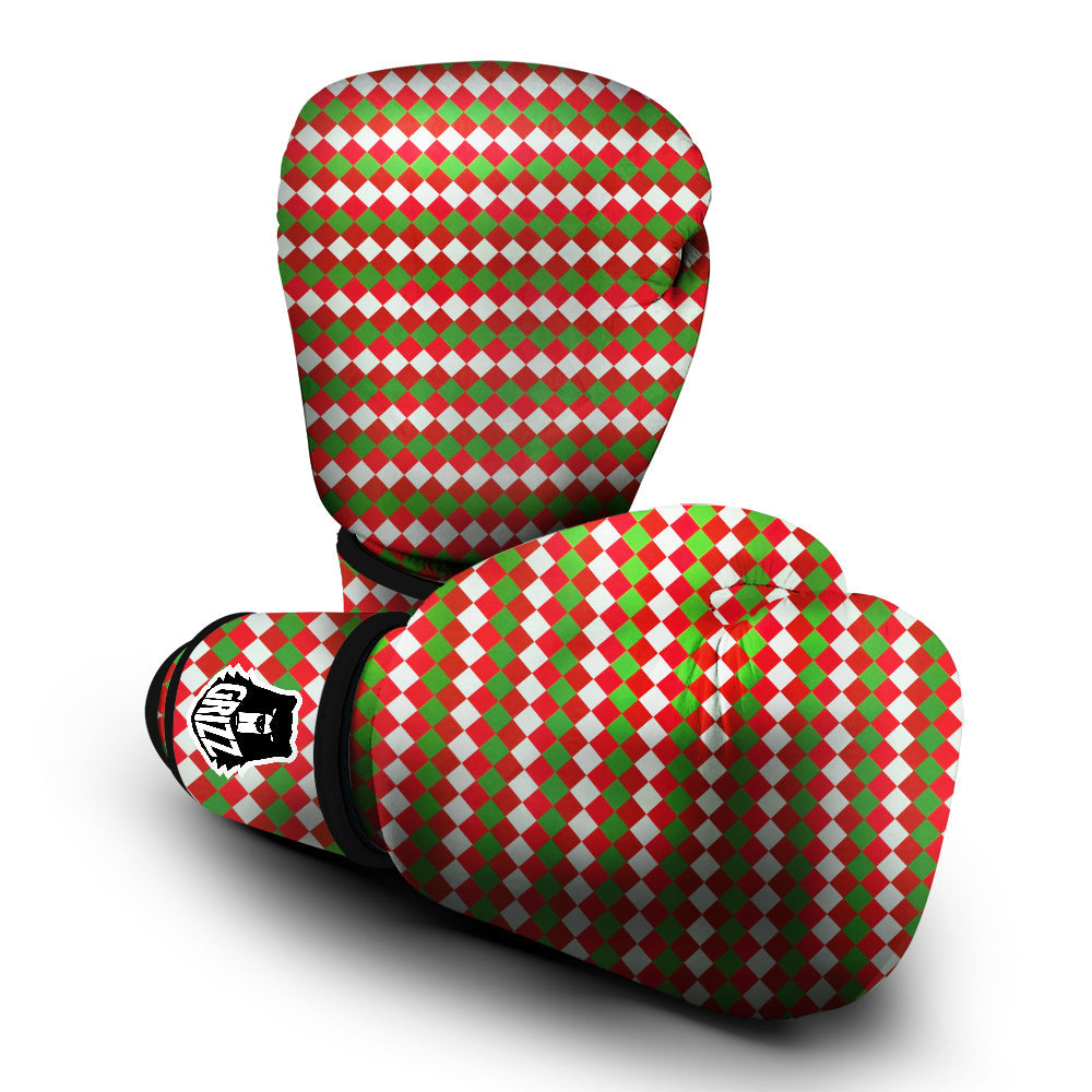 Argyle Christmas Themed Print Pattern Boxing Gloves-grizzshop