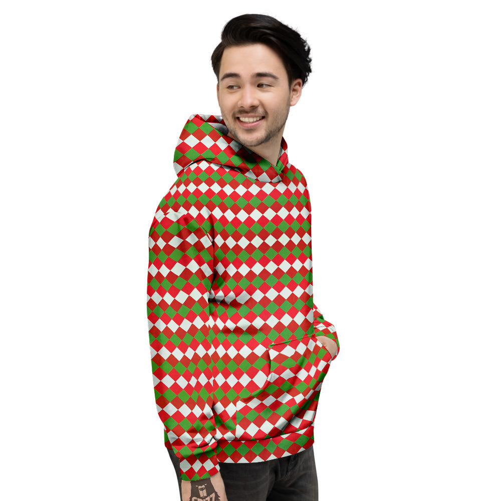 Argyle Christmas Themed Print Pattern Men's Hoodie-grizzshop