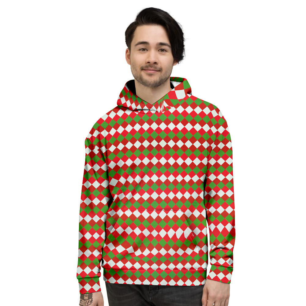 Argyle Christmas Themed Print Pattern Men's Hoodie-grizzshop