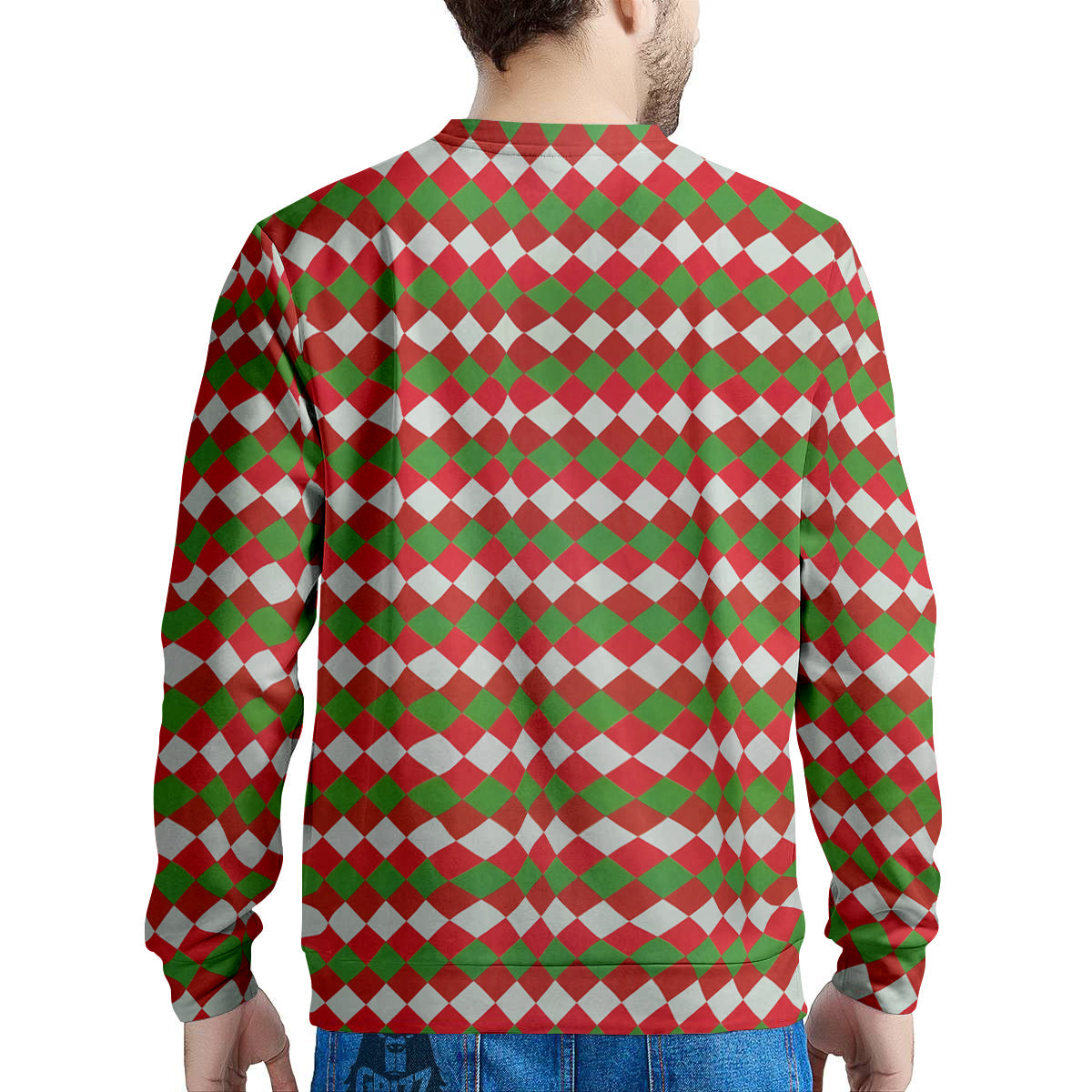 Argyle Christmas Themed Print Pattern Men's Sweatshirt-grizzshop