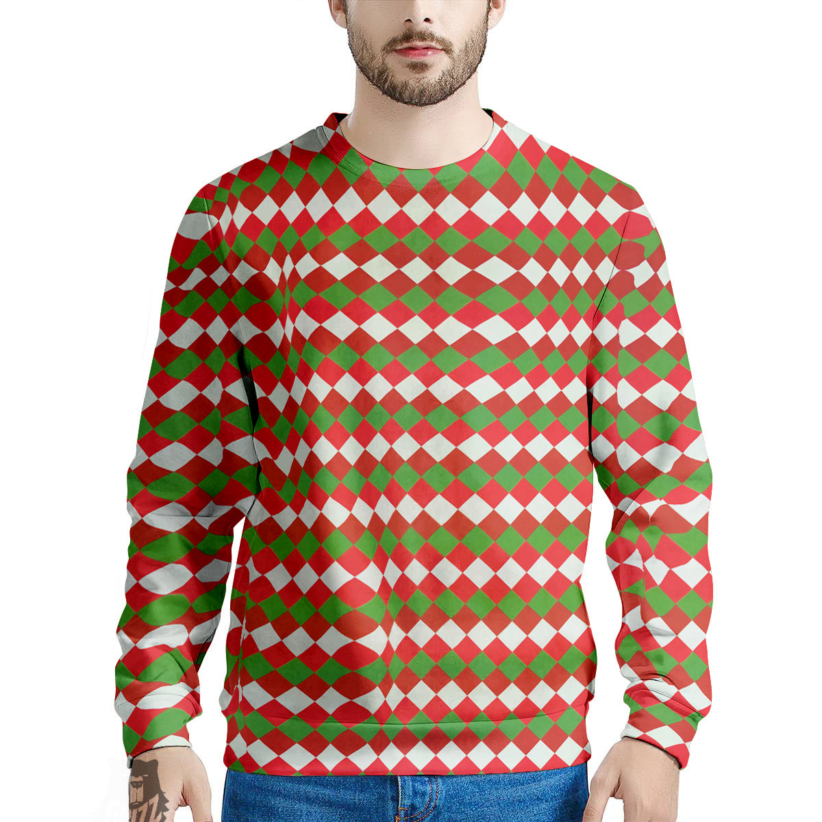 Argyle Christmas Themed Print Pattern Men's Sweatshirt-grizzshop