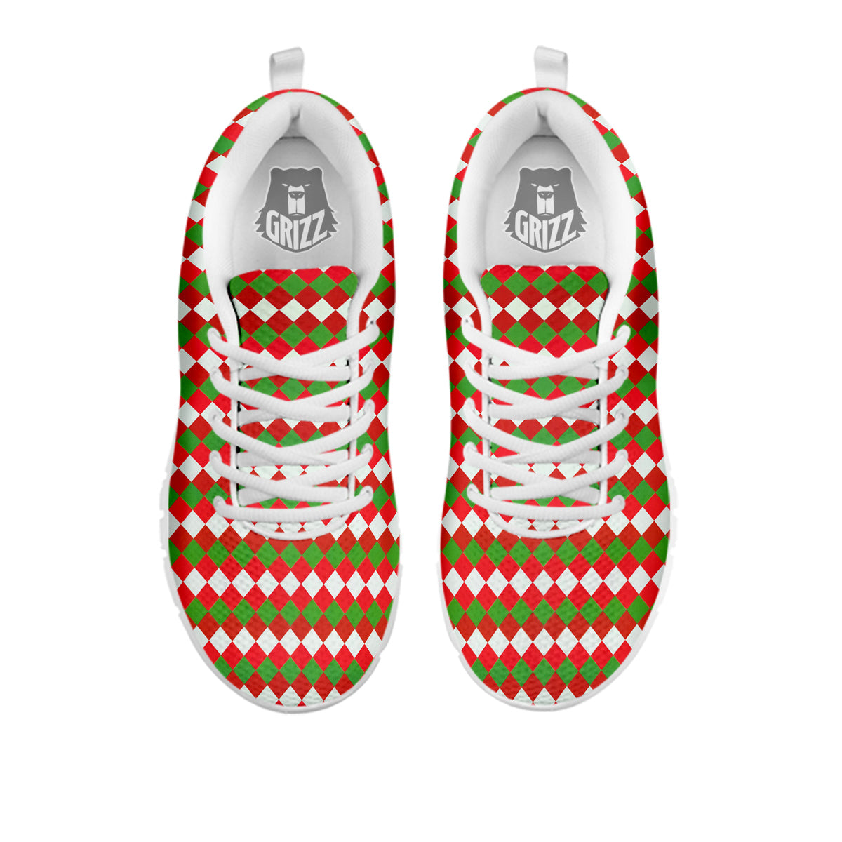 Argyle Christmas Themed Print Pattern White Sneaker-grizzshop