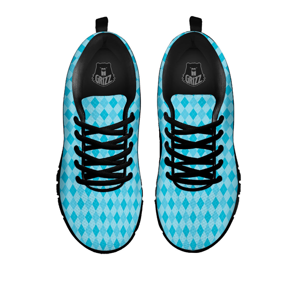 Argyle Classic Blue Print Pattern Black Sneaker-grizzshop