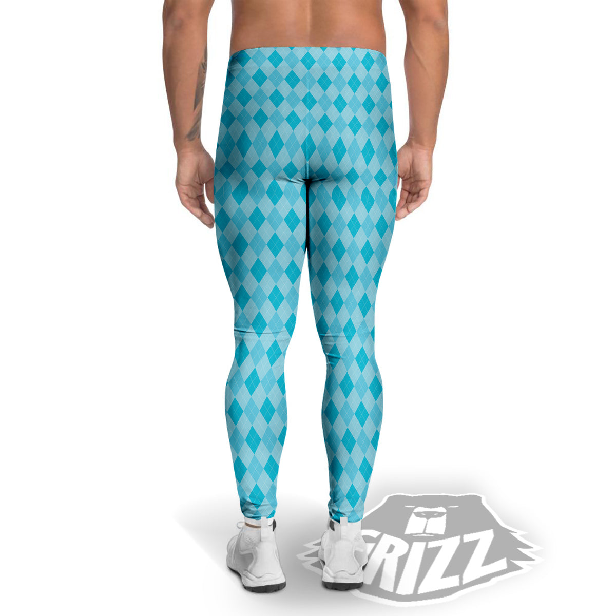 Argyle Classic Blue Print Pattern Men's Leggings-grizzshop