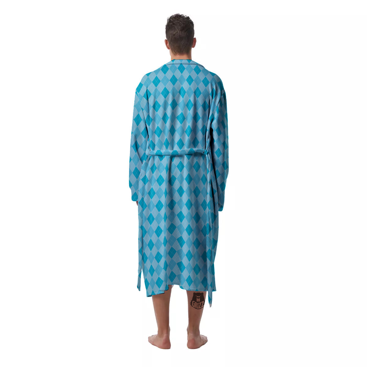 Argyle Classic Blue Print Pattern Men's Robe-grizzshop