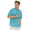 Argyle Classic Blue Print Pattern Men's Short Sleeve Shirts-grizzshop