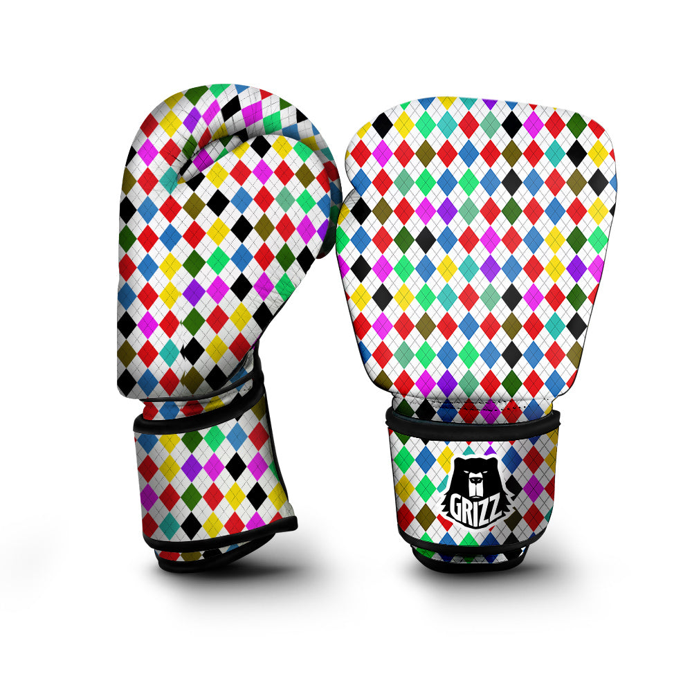 Argyle Colorful Print Pattern Boxing Gloves-grizzshop