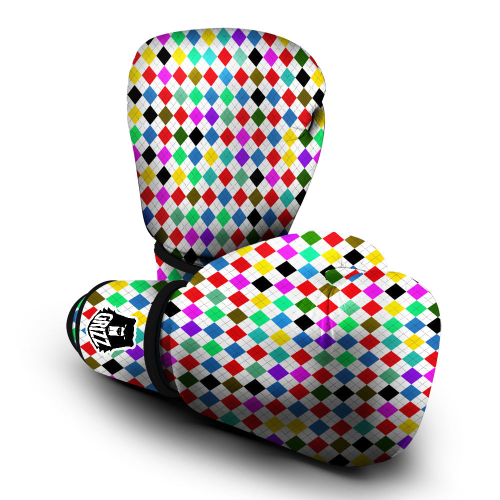 Argyle Colorful Print Pattern Boxing Gloves-grizzshop