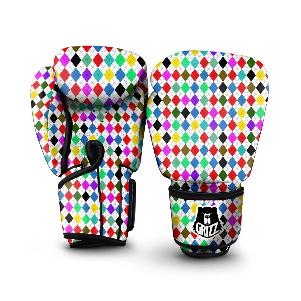 Argyle Colorful Print Pattern Boxing Gloves-grizzshop