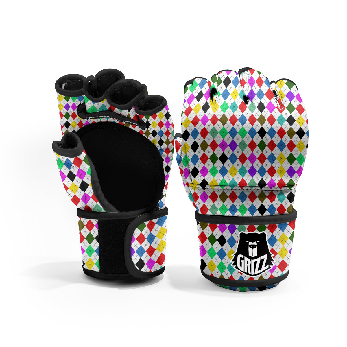 Argyle Colorful Print Pattern MMA Gloves-grizzshop