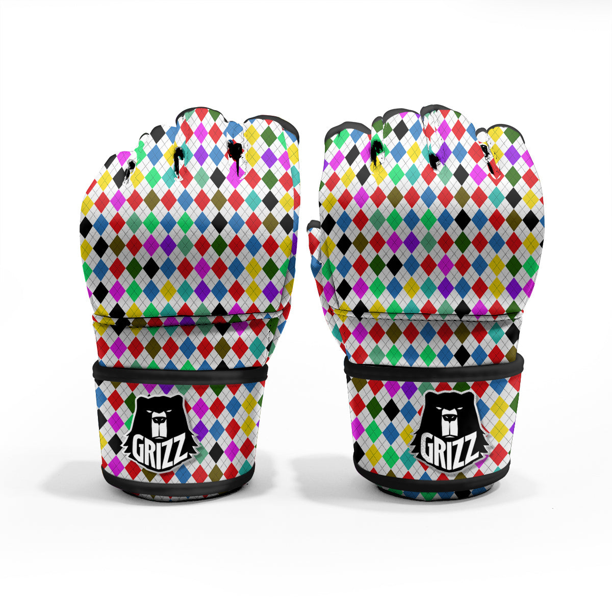 Argyle Colorful Print Pattern MMA Gloves-grizzshop