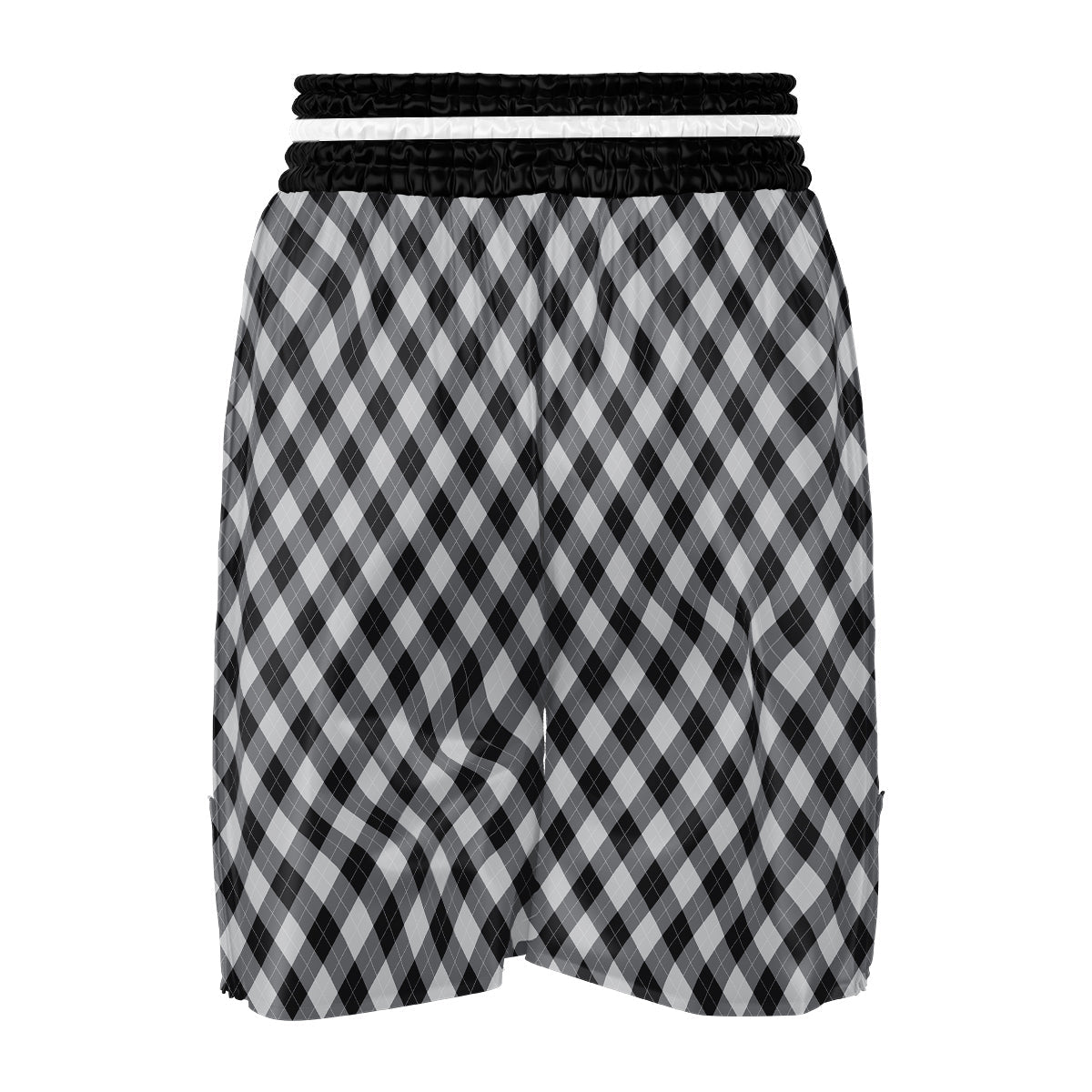 Argyle Dark Grey Print Pattern Boxing Shorts-grizzshop