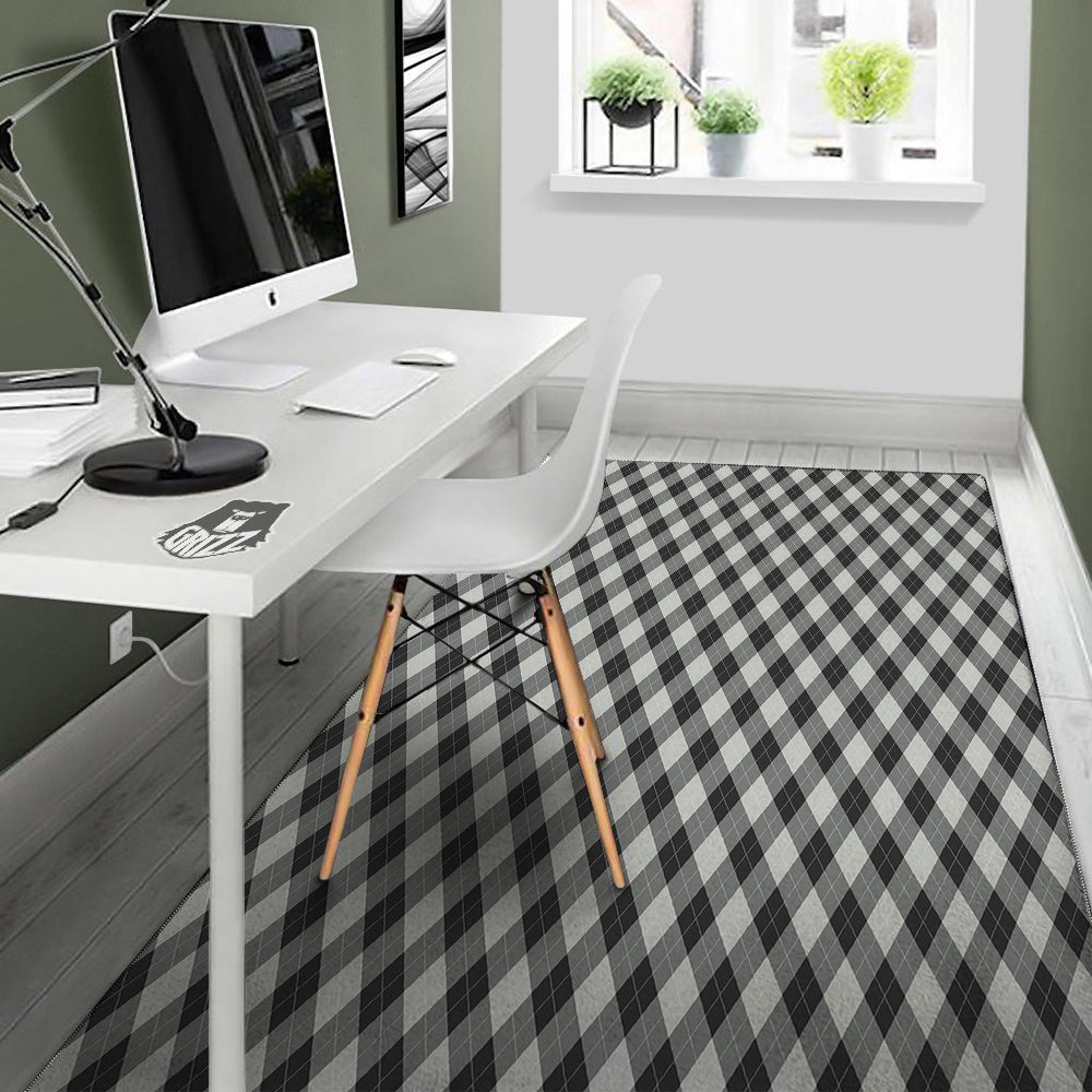Argyle Dark Grey Print Pattern Floor Mat-grizzshop