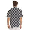 Argyle Dark Grey Print Pattern Men's Short Sleeve Shirts-grizzshop