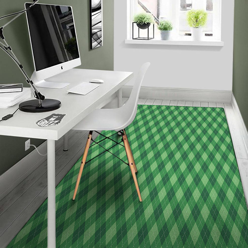 Argyle Forest Green Print Pattern Floor Mat-grizzshop