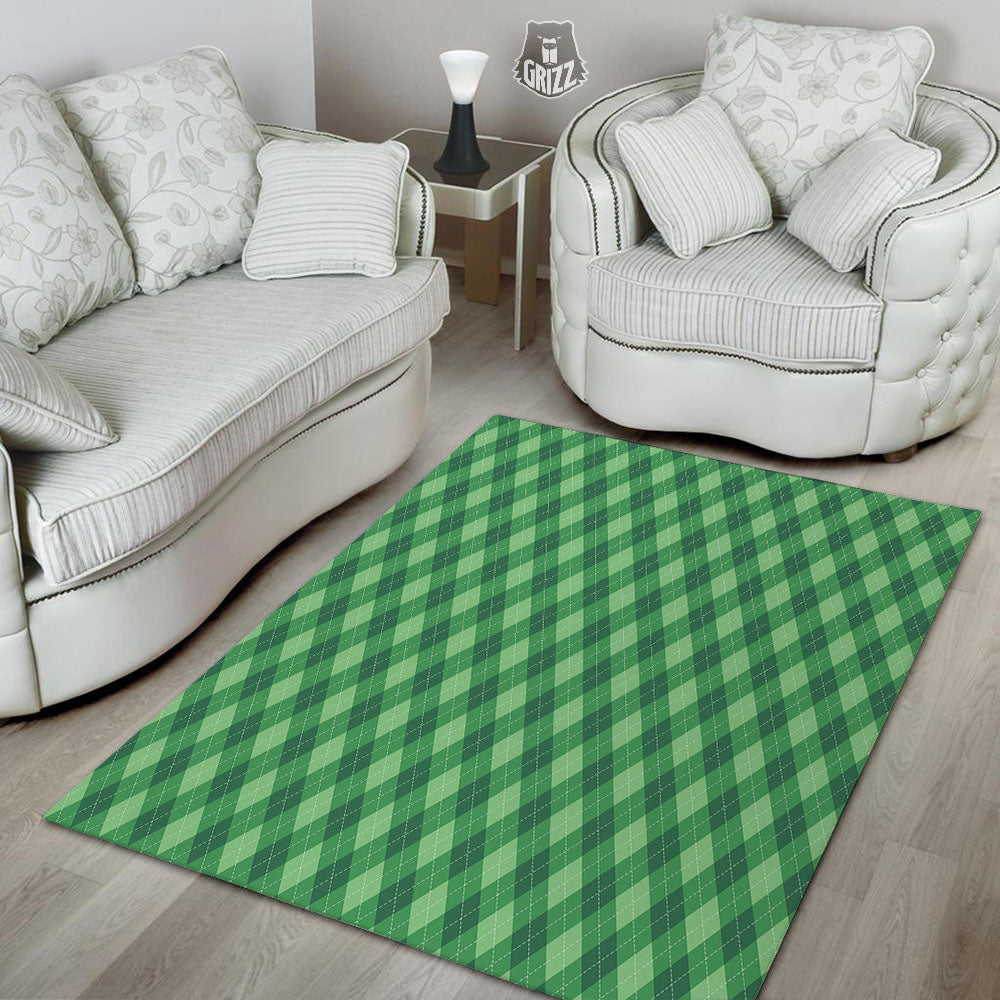 Argyle Forest Green Print Pattern Floor Mat-grizzshop