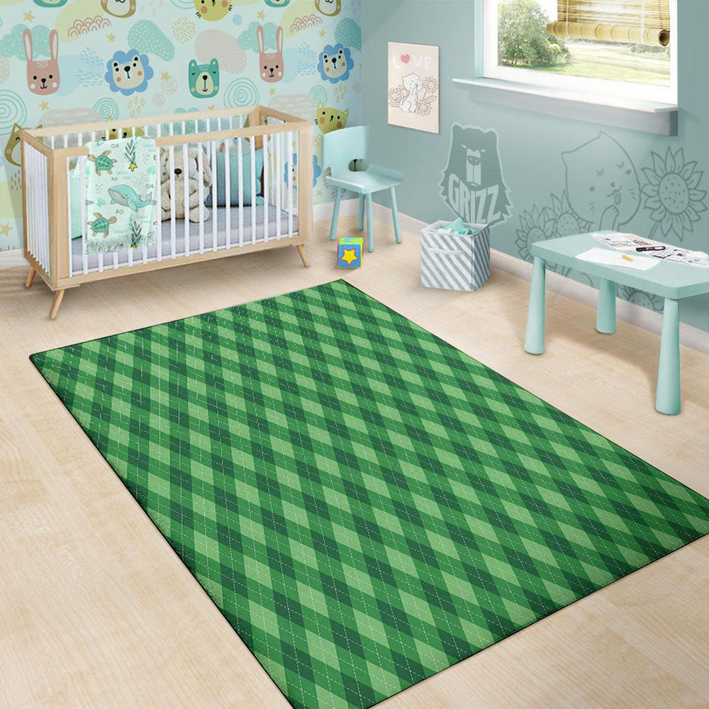 Argyle Forest Green Print Pattern Floor Mat-grizzshop