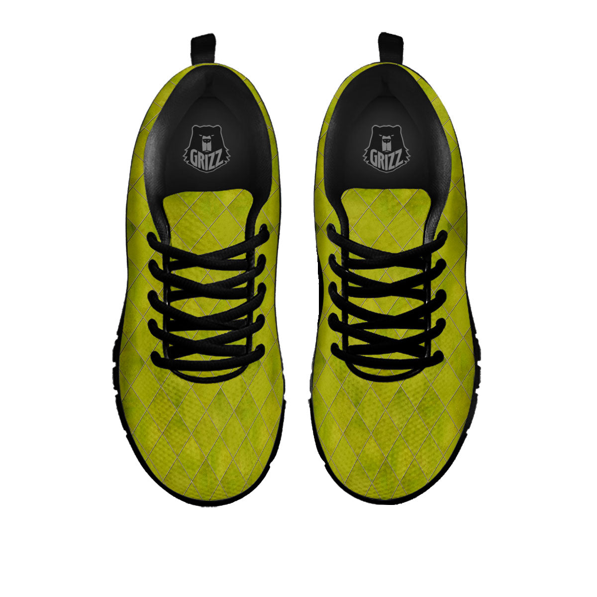 Argyle Grass Green Print Pattern Black Sneaker-grizzshop