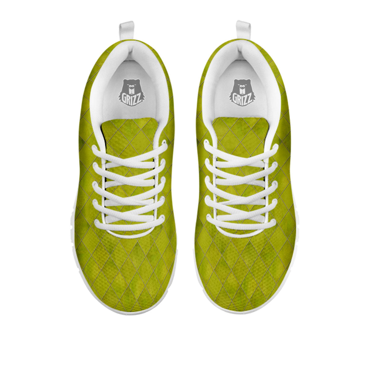 Argyle Grass Green Print Pattern White Sneaker-grizzshop