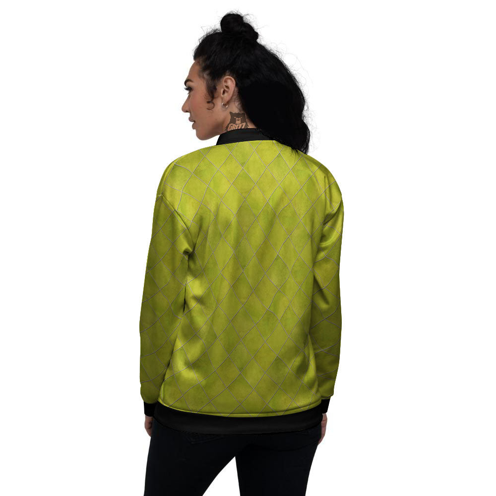 Argyle Grass Green Print Pattern Women's Bomber Jacket-grizzshop