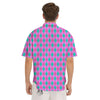 Argyle Green And Pink Print Pattern Men's Short Sleeve Shirts-grizzshop