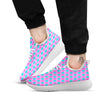 Argyle Green And Pink Print Pattern White Athletic Shoes-grizzshop