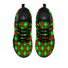 Argyle Green And Red Print Pattern Black Sneaker-grizzshop