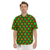 Argyle Green And Red Print Pattern Men's Short Sleeve Shirts-grizzshop