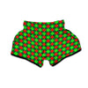 Argyle Green And Red Print Pattern Muay Thai Boxing Shorts-grizzshop