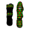 Argyle Green And Red Print Pattern Muay Thai Shin Guards-grizzshop