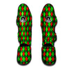 Argyle Green And Red Print Pattern Muay Thai Shin Guards-grizzshop