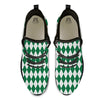 Argyle Green And White Print Pattern Black Athletic Shoes-grizzshop