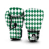 Load image into Gallery viewer, Argyle Green And White Print Pattern Boxing Gloves-grizzshop